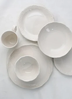 Outlet Bouchara ASSIETTE À DESSERT EN GRÈS ORNEMENTÉ CREME