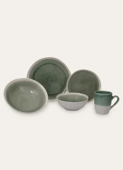 Clearance Bouchara ASSIETTE À DESSERT EN GRÈS RÉACTIF VERT DE GRIS