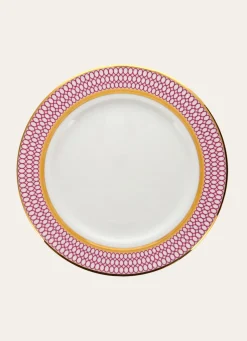 Hot Bouchara ASSIETTE À DESSERT EN PORCELAINE ESPRIT VÉNITIEN ROSE FUCHSIA