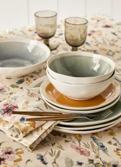 Best Bouchara ASSIETTE PLATE EN GRÈS RÉACTIF VERT DE GRIS