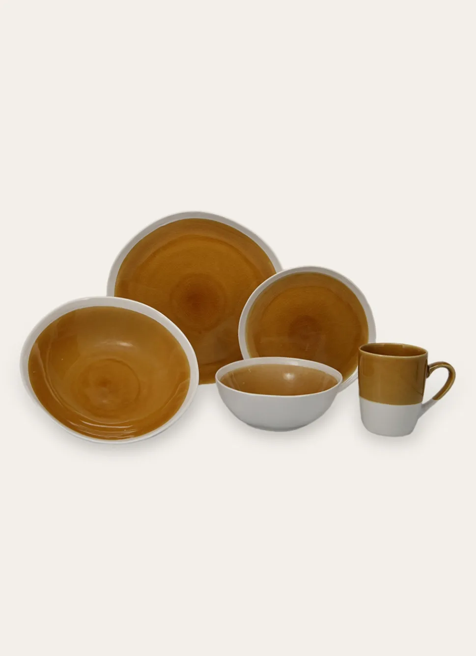 New Bouchara ASSIETTE PLATE EN GRÈS RÉACTIF JAUNE