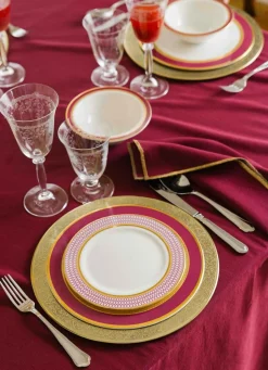 Clearance Bouchara ASSIETTE PLATE EN PORCELAINE ESPRIT VÉNITIEN ROSE FUCHSIA