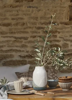 Discount Bouchara BOL CÔTELÉ EN FAÏENCE LICHEN