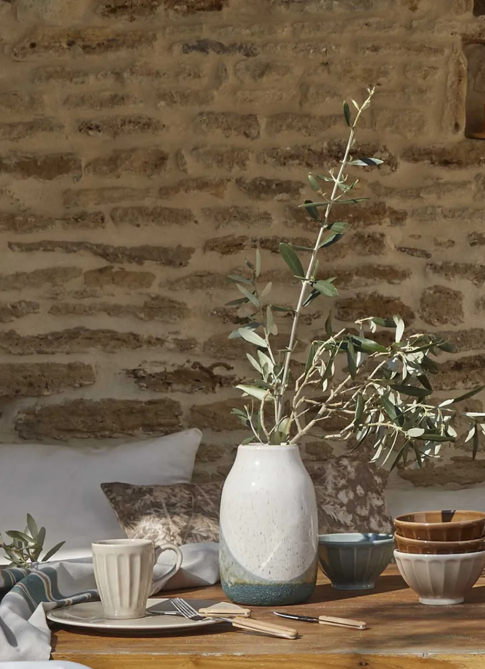 Discount Bouchara BOL CÔTELÉ EN FAÏENCE LICHEN