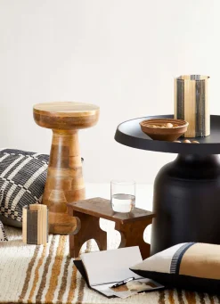 Online Bouchara BOUGEOIR EN VERRE ET BAMBOU PETIT MODÈLE BOIS / NOIR