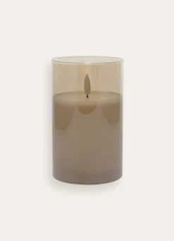 Online Bouchara BOUGIE LED AVEC PHOTOPHORE EN VERRE BEIGE TRANSPARENT