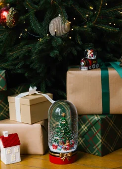 Online Bouchara BOULE À NEIGE LUMINEUSE - SAPIN DÉCORÉ ET CHIENS ROUGE