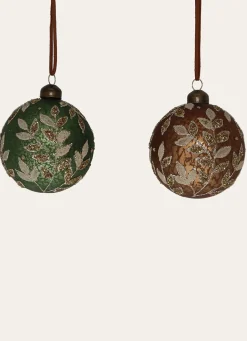 New Bouchara BOULE FEUILLES ET PAILLETTES (COLORIS ALÉATOIRE) VERT/BRUN