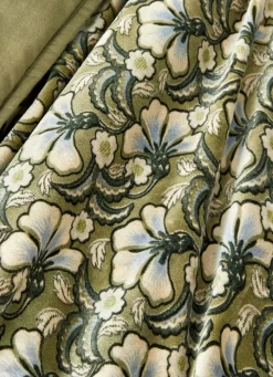 New Bouchara BOUT DE LIT EN VELOURS IMPRIMÉ FLORAL SOLENE VERT KAKI