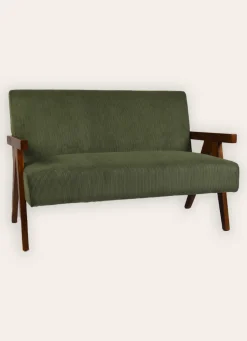 Online Bouchara CANAPÉ EN VELOURS COTELÉ AVEC STRUCTURE EN BOIS vert