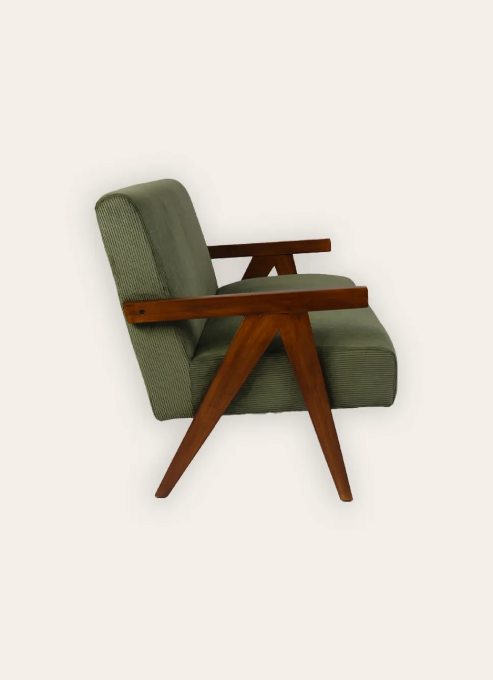 Online Bouchara CANAPÉ EN VELOURS COTELÉ AVEC STRUCTURE EN BOIS vert