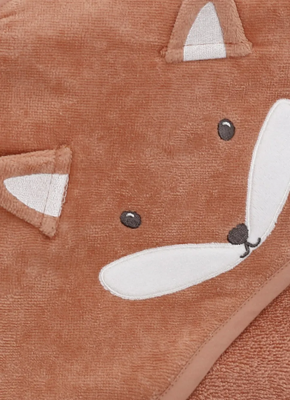 Clearance Bouchara CAPE DE BAIN EN VELOURS ÉPONGE RENARD BRODÉ ROUX