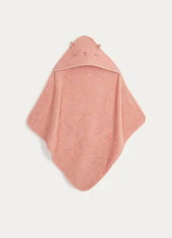 Online Bouchara CAPE DE BAIN ET GANT DE TOILETTE EN ÉPONGE CHATON ROSE