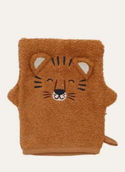 Clearance Bouchara CAPE DE BAIN ET GANT DE TOILETTE EN ÉPONGE TIGRE OCRE