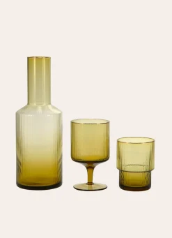 Bouchara CARAFE EN VERRE STRIÉ TILLEUL