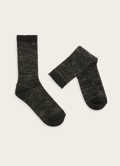 Clearance Bouchara CHAUSSETTE UNIE HÉLÉNA NOIR/DORE
