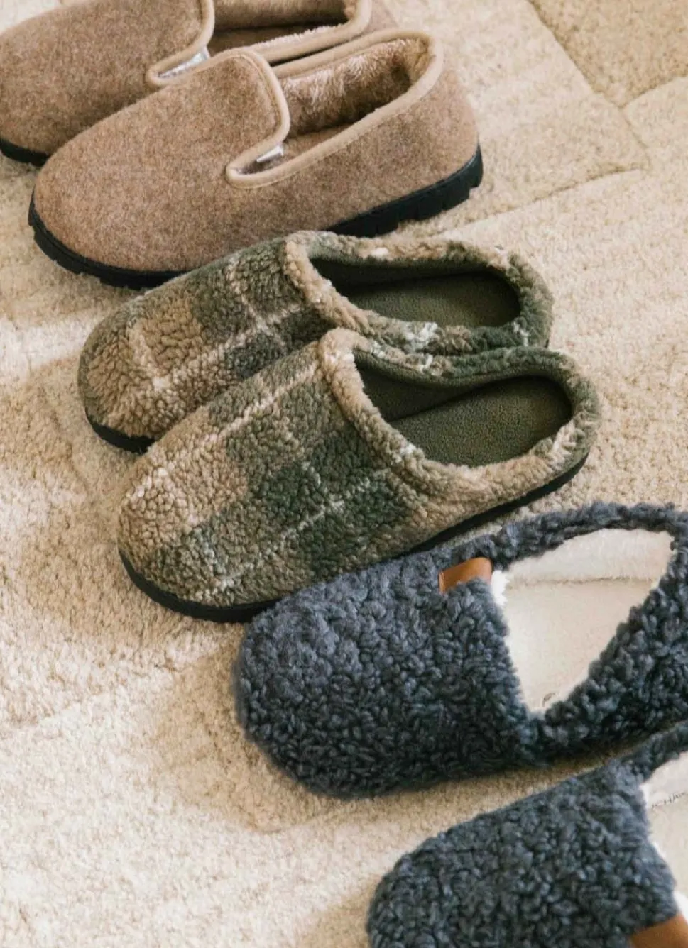 Discount Bouchara CHAUSSONS À CARREAUX THEOPHILE VERT KAKI