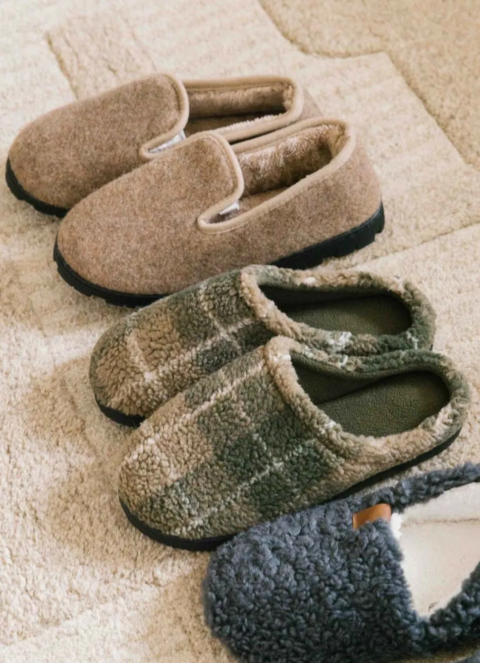 Clearance Bouchara CHAUSSONS EN FEUTRE DOUX CONTRASTÉE MARRON