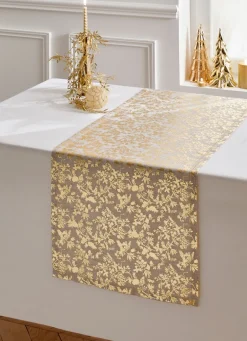 Bouchara CHEMIN DE TABLE IMPRIMÉ FEUILLES DÉES OR