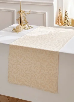 Best Bouchara CHEMIN DE TABLE JACQUARD BRILLANT DORÉ ECRU