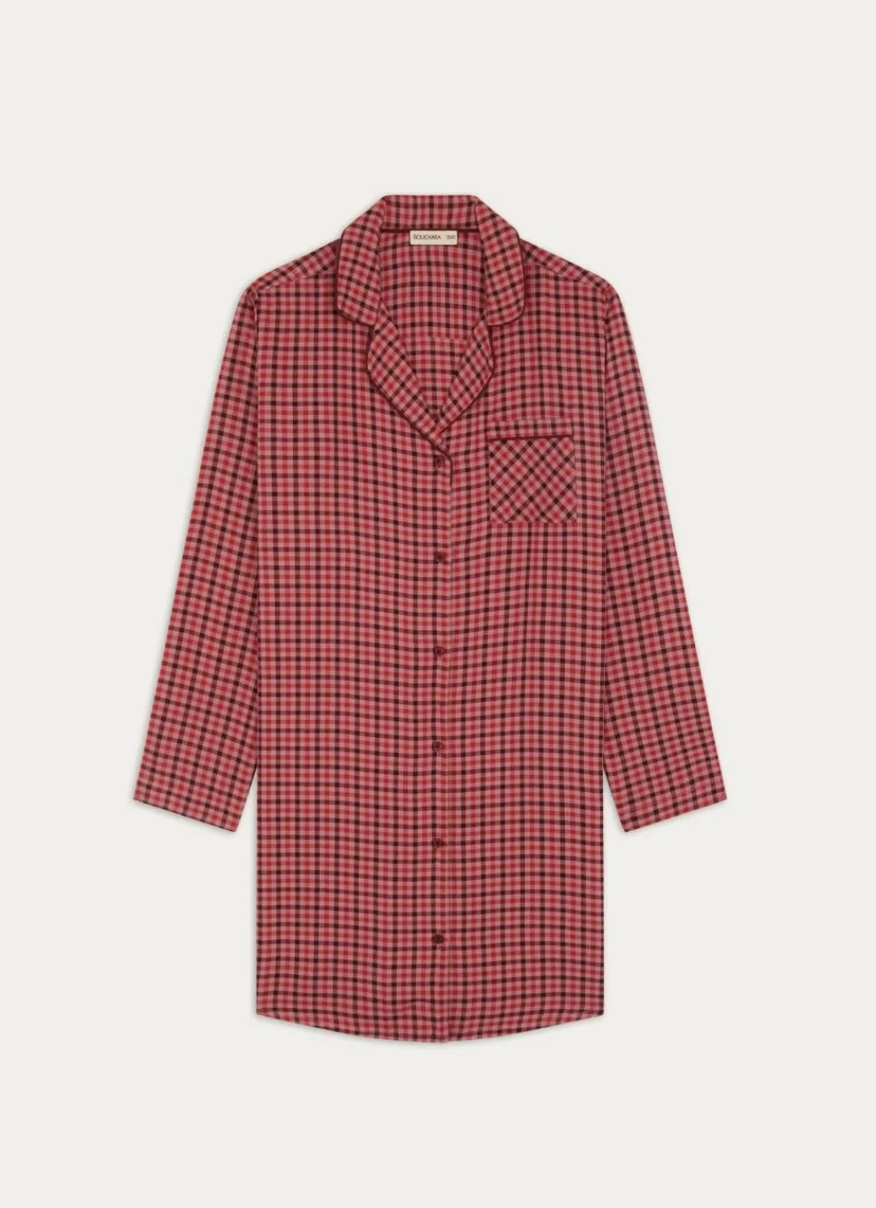 Outlet Bouchara CHEMISE DE NUIT À CARREAUX MANCHES LONGUES ROSE FONCE