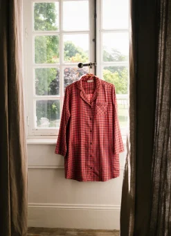 Outlet Bouchara CHEMISE DE NUIT À CARREAUX MANCHES LONGUES ROSE FONCE