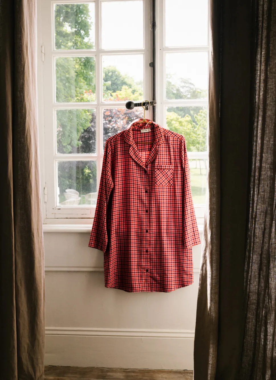 Outlet Bouchara CHEMISE DE NUIT À CARREAUX MANCHES LONGUES ROSE FONCE