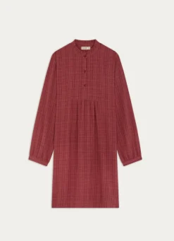 Bouchara CHEMISE DE NUIT À MANCHES LONGUES IMPRIMÉ CARREAUX ROSE FONCÉ