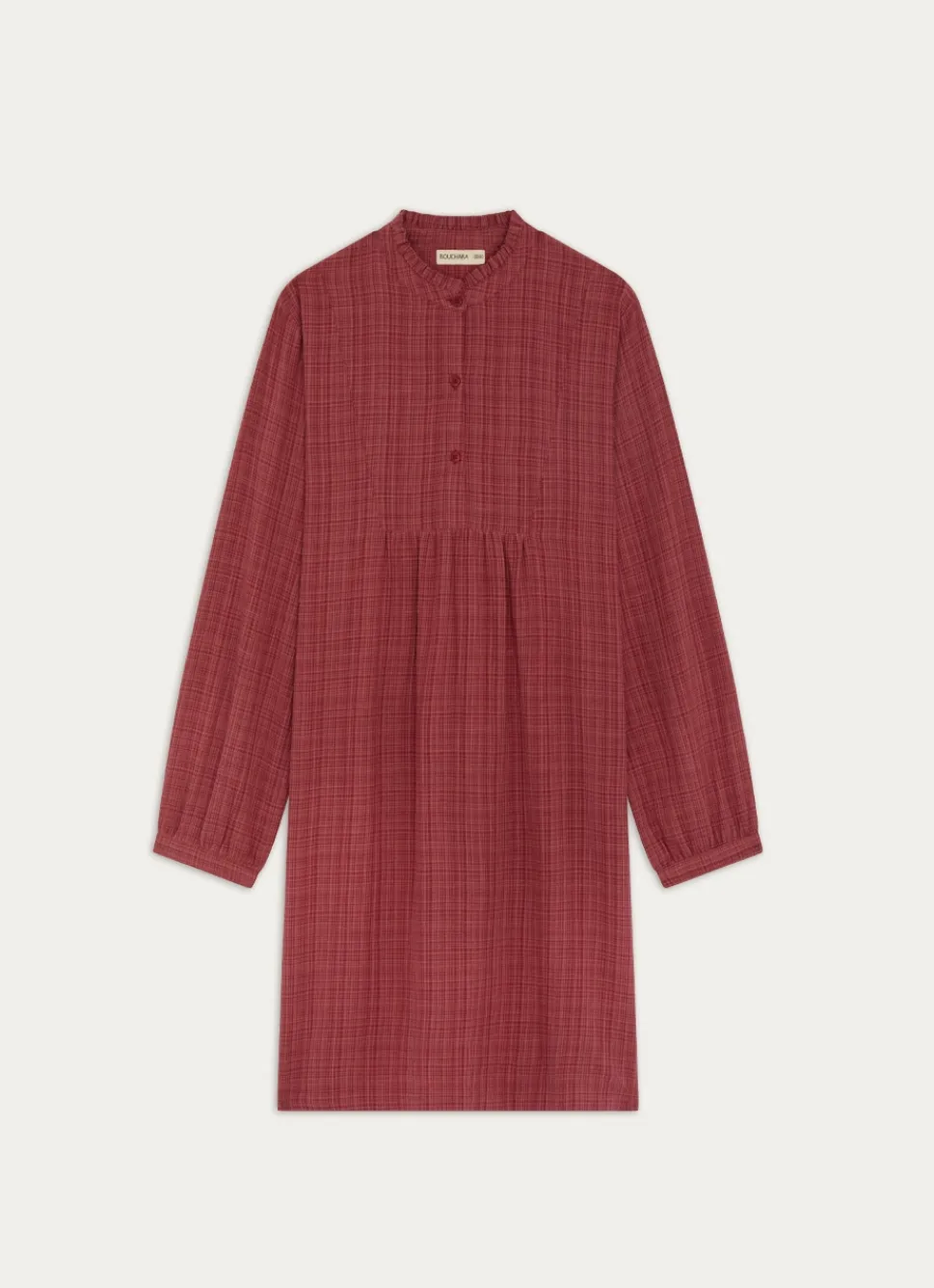 Bouchara CHEMISE DE NUIT À MANCHES LONGUES IMPRIMÉ CARREAUX ROSE FONCÉ