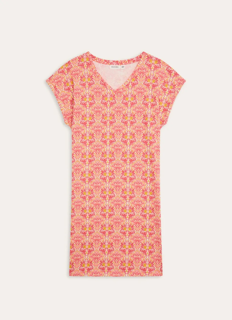 Sale Bouchara CHEMISE DE NUIT MANCHES COURTES COL V IMPRIMÉ ROSE