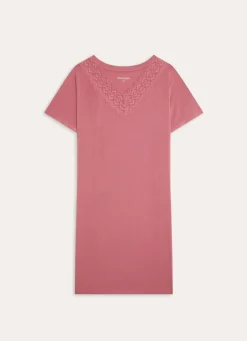 Outlet Bouchara CHEMISE DE NUIT MANCHES COURTES DÉTAIL DENTELLE BOIS DE ROSE