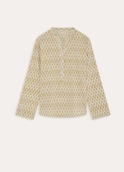 Discount Bouchara CHEMISE MANCHES LONGUES EN VOILE DE COTON IMPRIMÉ ECRU