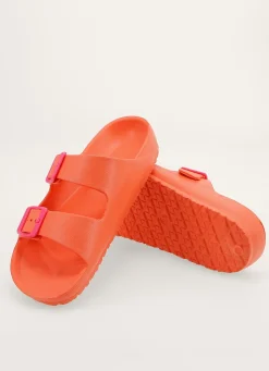 Best Bouchara CLAQUETTES EN PLASTIQUE À DOUBLE BOUCLES CORAIL