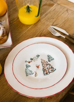 Sale Bouchara COFFRET 4 ASSIETTES À DESSERT EN PORCELAINE WINTER ROUGE