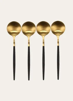 Discount Bouchara COFFRET DE 4 CUILLÈRES À CAFÉ SOVI NOIR DORE