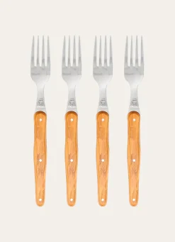 Bouchara COFFRET SET DE 4 FOURCHETTES D'OLIVIER BOIS