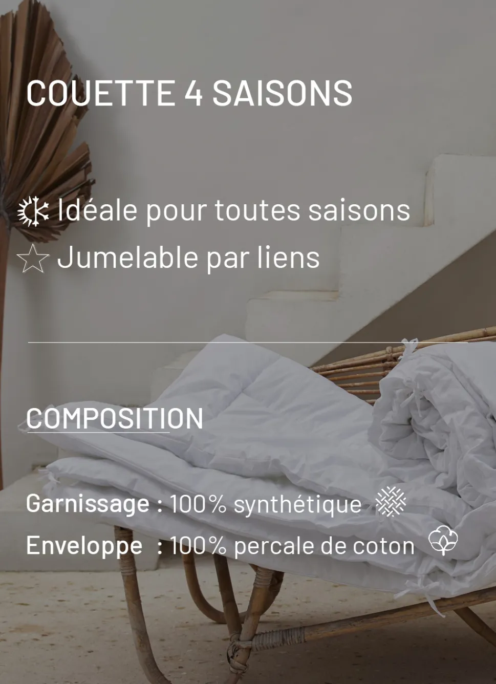 Online Bouchara COUETTE 4 SAISONS EN PERCALE DE COTON 175/300 GR BLANC