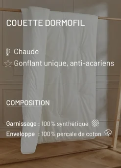 Hot Bouchara COUETTE DORMOFIL TRÈS CHAUDE EN PERCALE DE COTON ÉCRU