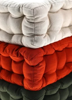 Discount Bouchara COUSSIN DE SOL EN COTON UNI AVEC POIGNÉE TERRACOTTA