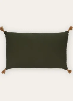 Sale Bouchara COUSSIN EN COTON UNI AVEC POMPONS EN JUTE KAKI