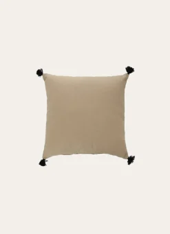 Best Bouchara COUSSIN EN COTON UNI AVEC PETITS POMPONS SABLE