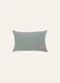 Best Bouchara COUSSIN EN GAZE DE COTON BRODERIE FIL DORÉ MOUSSE