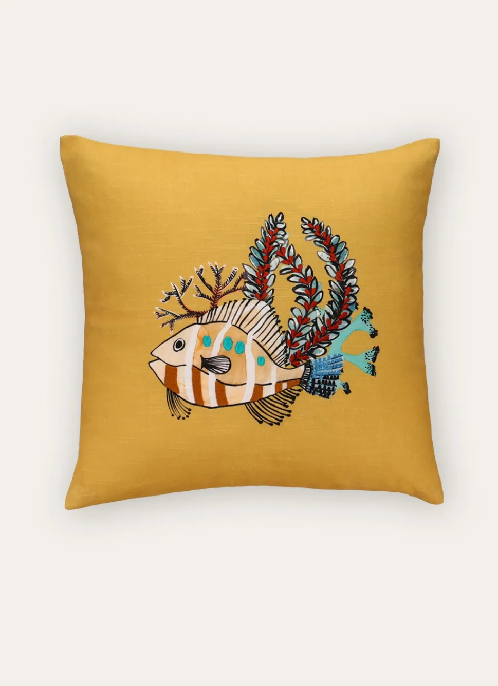 Discount Bouchara COUSSIN IMPRIMÉ ET BRODÉ MOTIF POISSON MULTICOLORE