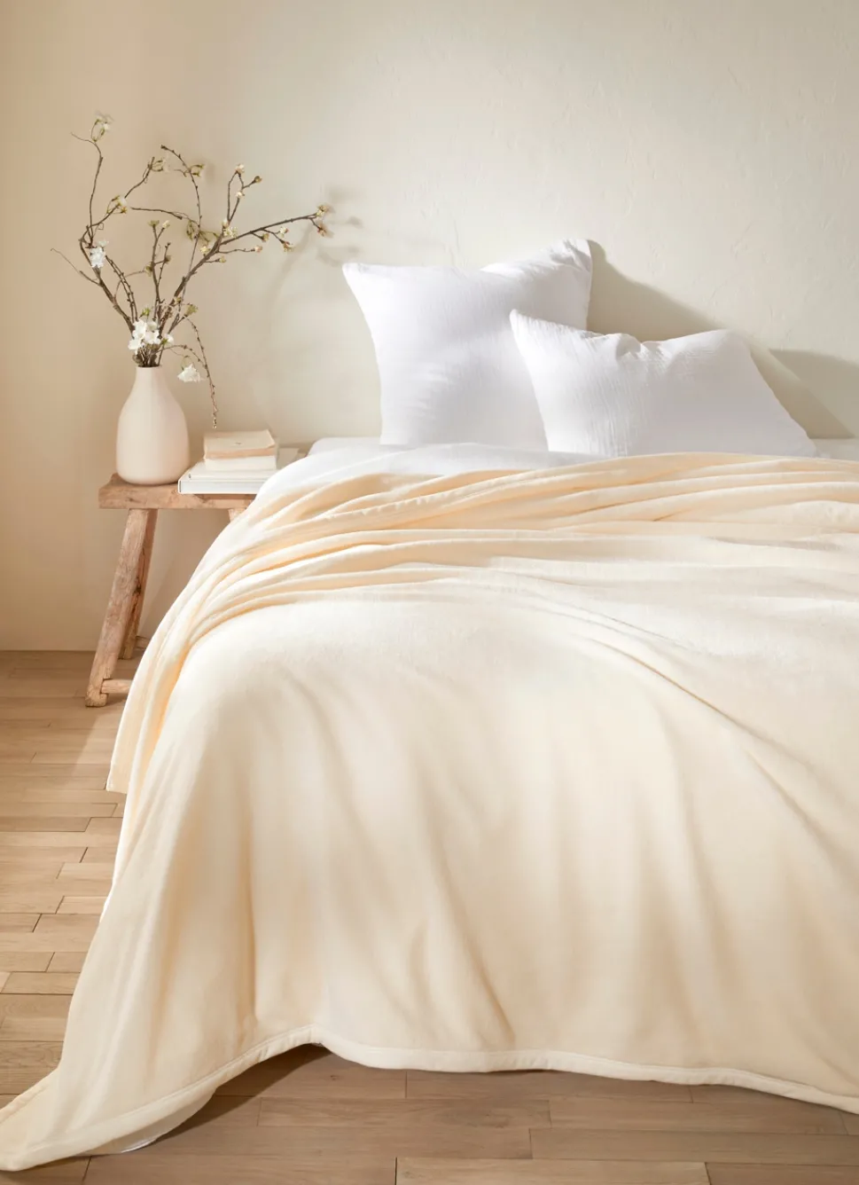 Clearance Bouchara COUVERTURE DOUBLE FACE TRÈS CHAUDE ECRU