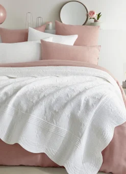 Best Bouchara COUVRE-LIT UNI EN COTON FLORENCE BLANC