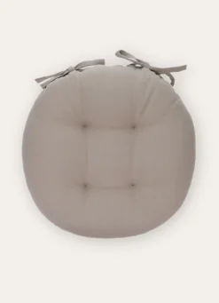 Discount Bouchara DESSUS DE CHAISE ROND EN COTON AVEC LIENS À NOUER GRIS CLAIR