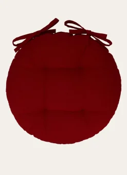 Discount Bouchara DESSUS DE CHAISE ROND EN COTON AVEC LIENS À NOUER CERISE