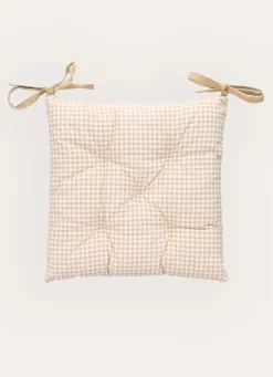 Bouchara DESSUS DE CHAISE TOILE IMPRIMÉE FAÇON VICHY BEIGE