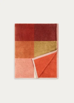 Discount Bouchara DRAP DE BAIN EN VELOURS À CARREAUX ROUGE FONCÉ