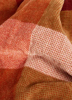 Discount Bouchara DRAP DE BAIN EN VELOURS À CARREAUX ROUGE FONCÉ